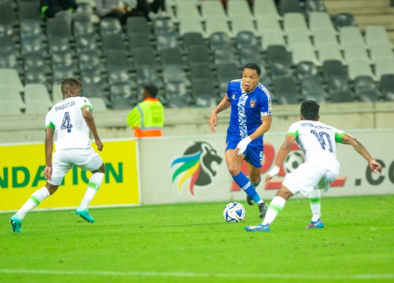 Junior Zindoga on the ball for The Rockets. > Photos: Supplied/TS Galaxy