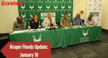 Minister of Forestry, Fisheries and the Environment, Willie Aucamp announces a relief fund for the recent floods in the KNP. > Photos: Supplied/SANParks