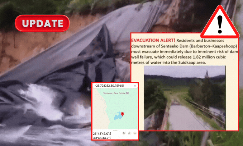 Screenshot of the failing Senteeko Dam wall. > Photo: Supplied