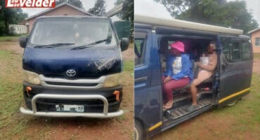 A minibus. Suspects sit in the vehicle after a stop-and-search. > Photos: Supplied/Mpumalanga SAPS