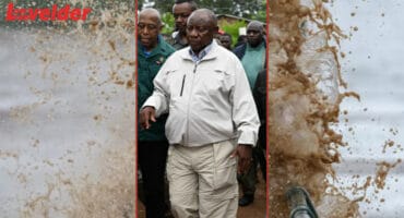 The Letaba River in full flow. Insert: President Cyril Ramaphosa during his visit. > Photos: Supplied/Lisl Moolman and Office of the Premier