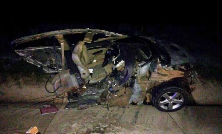 A damaged sedan, which was involved in one of the accidents. > Photos: Supplied/DCSSL