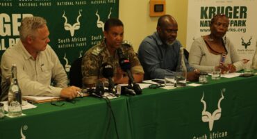 Minister Willie Aucamp, KNP Head Ranger, Cathy Dreyer, SANParks Board member, Chief Livhuwani Matsila and Dr Sibongile Lynette Masuku