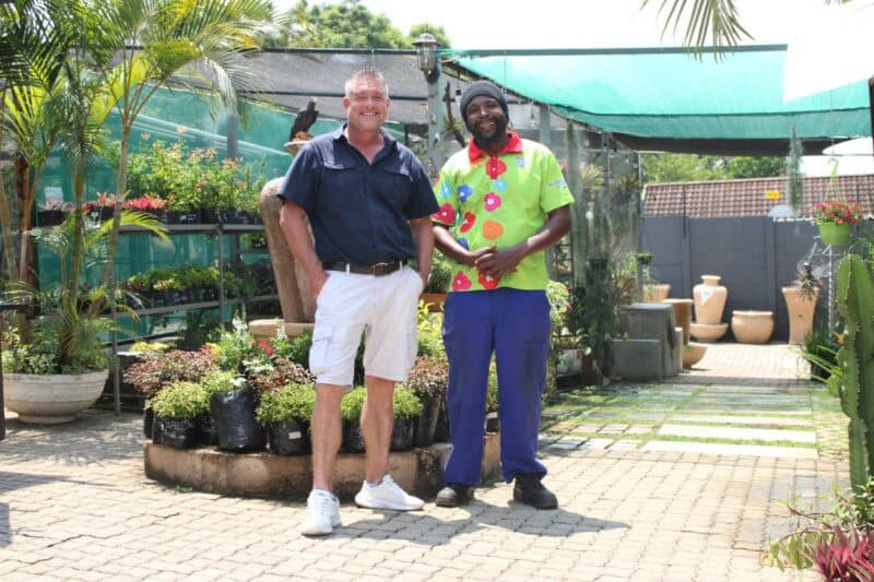 Marc Maré and Lucky Nqongwane at the Nelacres Lifestyle Centre.