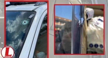 A bullet hole in the windscreen and damage to the window frame. > Photos: Supplied/Louis Welman