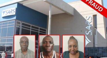 Main image: SARS building. > Photo: Archives Inserts: Christopher Nkosi, Nhlanhla Mashaba and Sibongile Nkosi. > Photos: Supplied/HAWKS