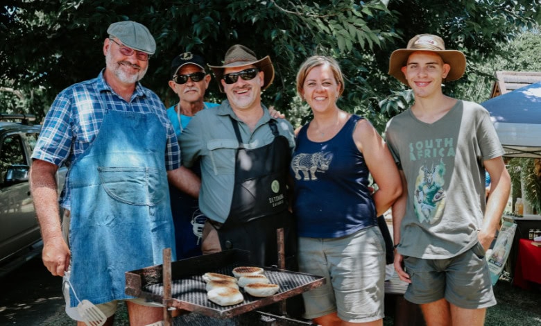 Frans van Zyl, Wollie Wolmarans, Peet, Arina en Eduan Labuschagne.