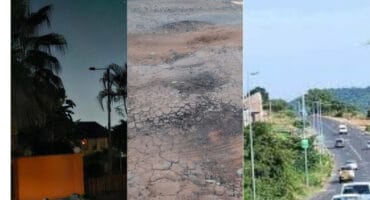 Some of the potholes and streetlights that have not been maintained. > Photos: Supplied