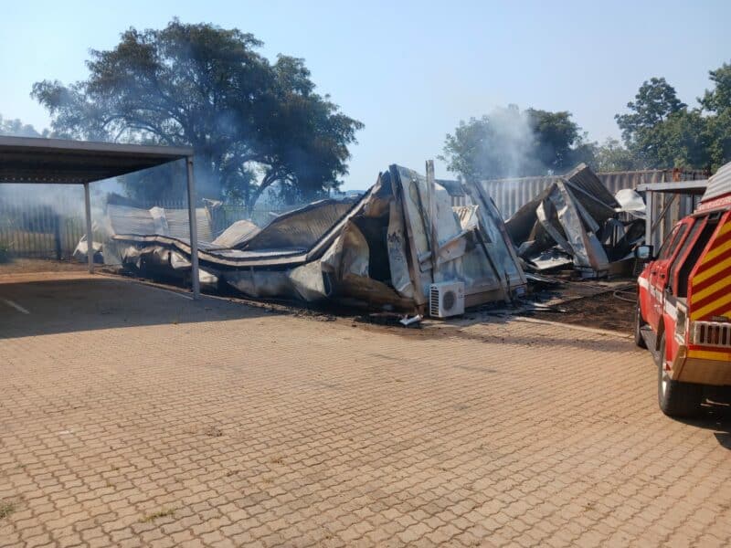 Two damaged office containers.