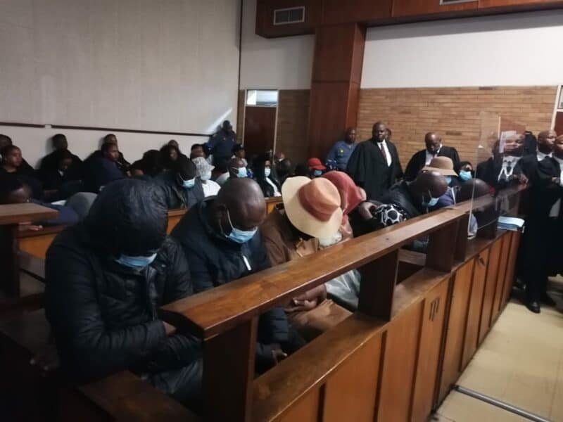 The 33 suspects in the Nelspruit Magistrate's Court. > Photo: Tumelo Waga Dibakwane