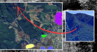 An aerial picture of the proposed mine site. The red dots A to D are where the mine will be. The vertical drop is 103m over a distance of 305m; thus, the gradient of the site is almost 34%. > Photos: Supplied/Signa Group