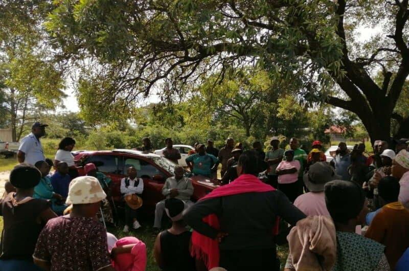 Protesters outside the Dingleydale Clinic. > Photo: Supplied/Ernest Nkanyane