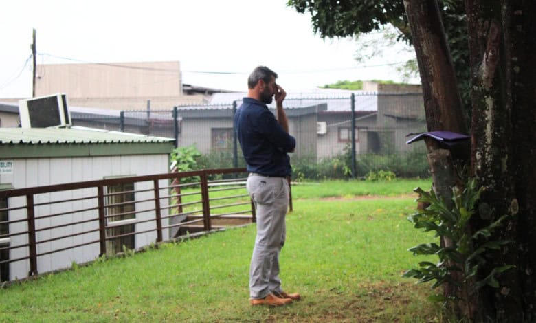 Marco Schalekamp stands outside the White River Magistrate's Court.