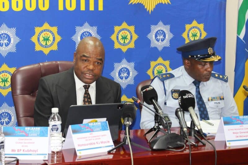 MEC for community safety, security and liaison Jackie Macie and acting police commissioner, Major General Dr Zeph Mkhwanazi. > Photo: Supplied/DCSSL