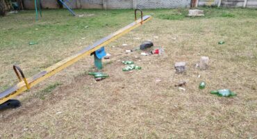 Some of the empty bottles in one of the public parks.> Photos: Supplied