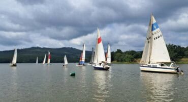 The fleet heads out for the races. > Photo: Supplied/Forest Sailing Club