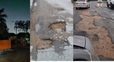 Some of the potholes and streetlights that have not been maintained. > Photos: Supplied
