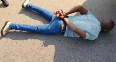 The suspect lies on the floor. > Photos: Supplied/Mpumalanga SAPS