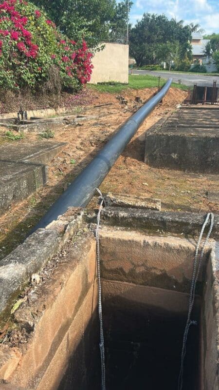 The new HDPE pipe that is being installed. 