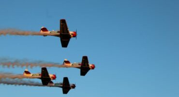The Flying Lions Aerobatics team in the North American Harvard Aircrafts. >Photo: Zané Steyn