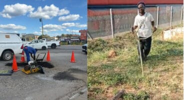 Maintenance work, including road patching and grass cutting, on Old Pretoria Road. > Photo: Supplied/TJ Maré