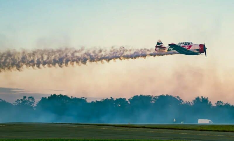One of the North American Harvard aircrafts, flown by the Flying Lions Aerobatic Team. >Photo: Supplied/Visitor Photography