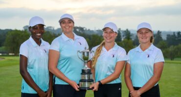 Lucia Mhlabane, Bea Breedt, Alieke van Zyl and Chantey-Lee Visser. Left: Alieke van Zyl of Mpumalanga during the SA Women's Premier IPT at Devonvale Golf & Wine Estate. > Photo: Supplied/GolfRSA