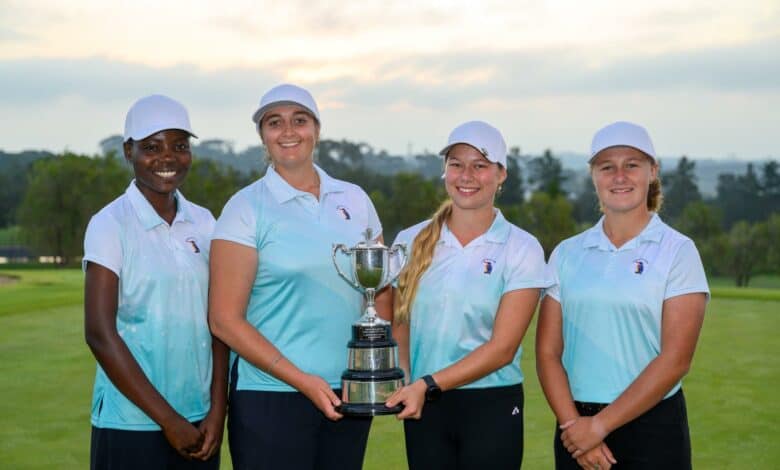 Lucia Mhlabane, Bea Breedt, Alieke van Zyl and Chantey-Lee Visser. Left: Alieke van Zyl of Mpumalanga during the SA Women's Premier IPT at Devonvale Golf & Wine Estate. > Photo: Supplied/GolfRSA