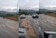 Some of the potholes that were recently patched. > Photo: Supplied/Blake Linder