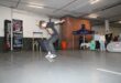 Tyron Beukes jumps in the air.