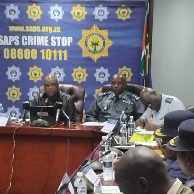 Mpumalanga MEC for community safety, security and liaison Jackie Macie, acting provincial police commissioner Major General Dr Zeph Mkhwanazi, and provincial deputy commissioner for policing Major General Samuel Sekgobela during the release of the fourth-quarter crime statistics. > Photo: Riot Hlatshwayo