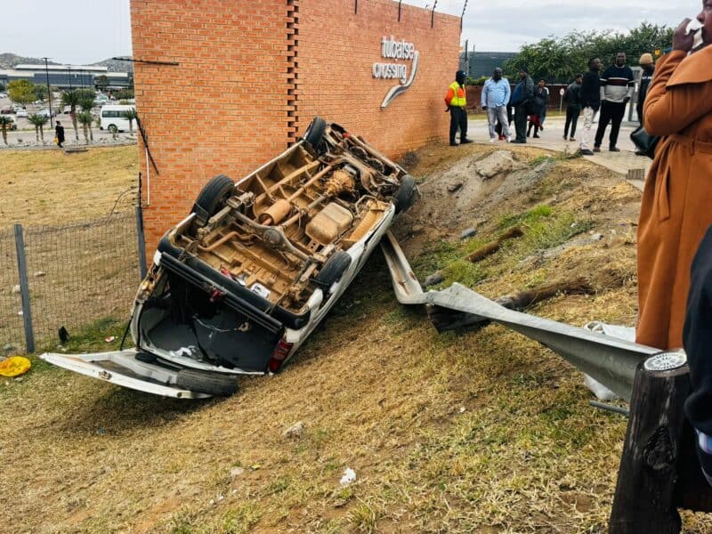 The minibus taxi that overturned.