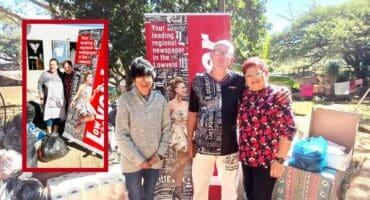 Willemien Reynecke van Katoen saam Bertus de Bruyn en Louise Botes van die Laevelder. Insetsel: Jacqui van der Merwe van Damaskus saam Louise Botes.