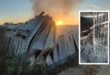 Main photo: The Skukuza warehouse that was destroyed by fire. Insert: Some of the equipment damaged by a fire at a Skukuza warehouse. > Photos: Supplied/ SANParks
