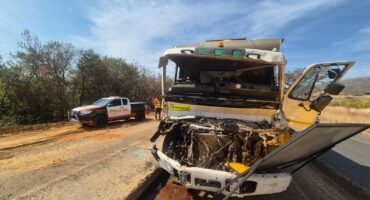 The tipper truck that was involved in an accident. > Photo: Supplied/Martin Jeffrey