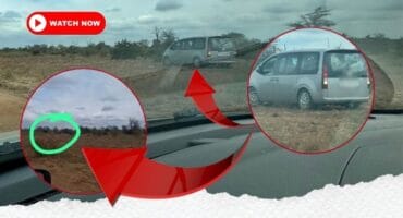 The silver Hyundai Staria flagged by KNP protection services following the incident. Insert: The green circle indicates where the Staria came to a stop. Photos: Supplied/Ivana Hepburn