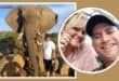 Kyle with the elephants at HERD. Insert: Kyle Malyon and Lauren Lewis. >Photos: Supplied