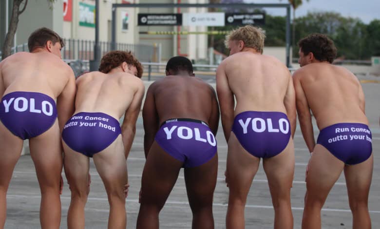 The purple speedos.