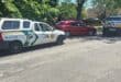 Security company vehicles corner the suspected stolen vehicle. Photo: Supplied