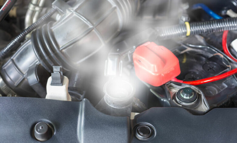 Car engine over heat due to no water in radiator and cooling system.