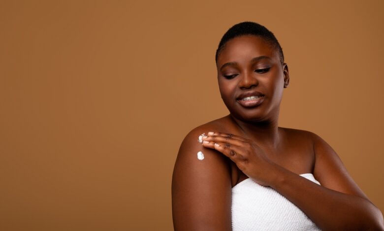 Daily,Skincare,Routine.,Portrait,Of,Young,Nude,African,American,Woman