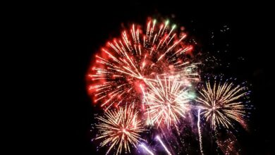 Fireworks lighting up the sky on New Years Eve