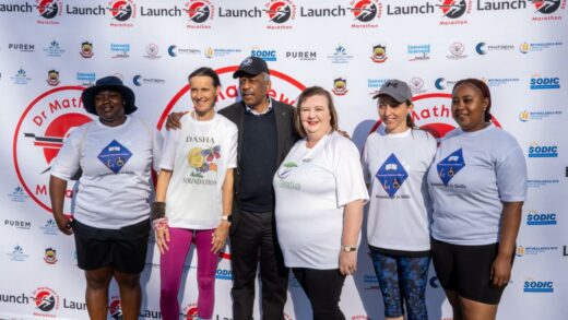Dr Mathews Phosa and some of the teachers involved in the initiatives.