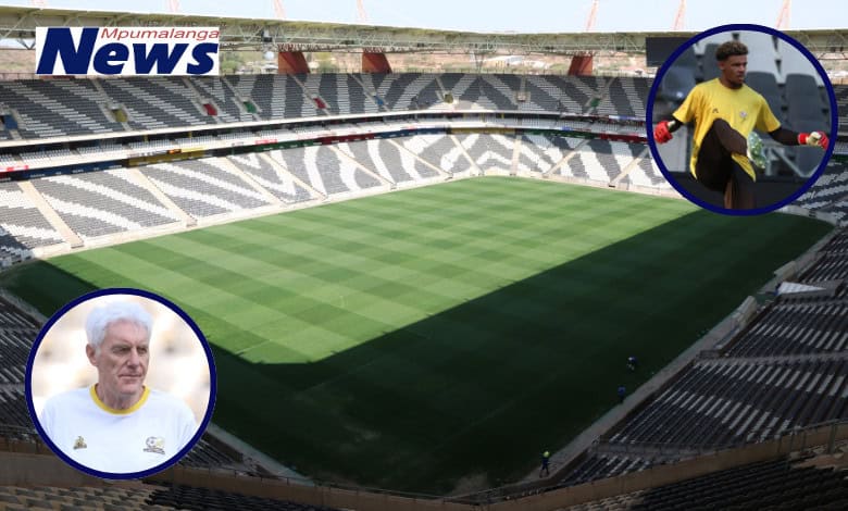 Mbombela Stadium. Insets: Bafana Bafana head coach Hugo Broos and captain Ronwen Williams. > Photos: Blake Linder