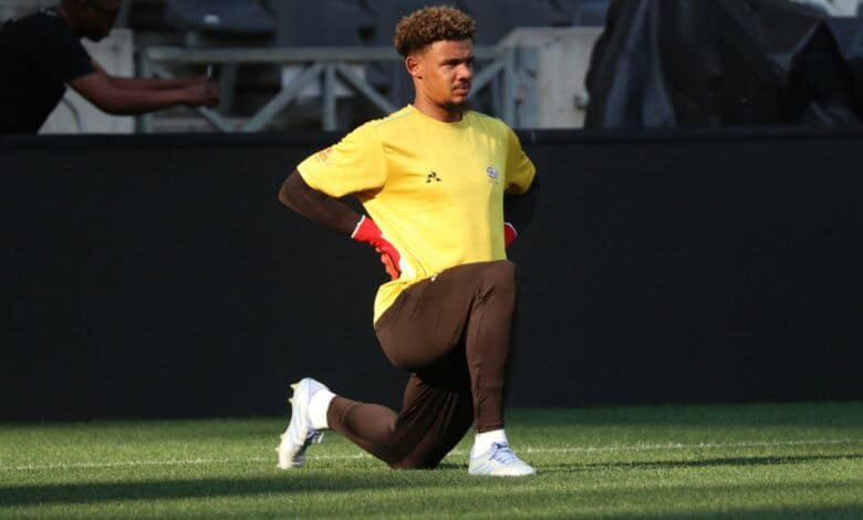 Bafana Bafana captain Ronwen Williams during a training session at Mbombela Stadium on Monday, October 13. > Photo: Blake Linder