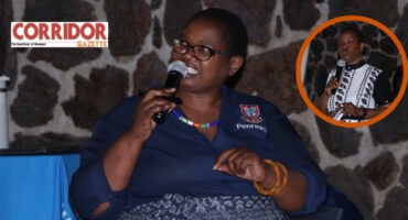 Keynote speaker Thuli Makofane, the director of Penreach. INSET: Jabu Mthembu-Dlamini. > Photos: Blake Linder