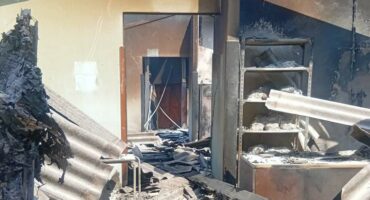 The fire-damaged remains at Sibongile Combined School. > Photo: Supplied/Prudence Lukhele