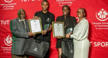 Dr Keneth Netshiombo, Senzo Malinga, Bianca Nkambule and Hajira Mashego Photo: Supplied/TUT