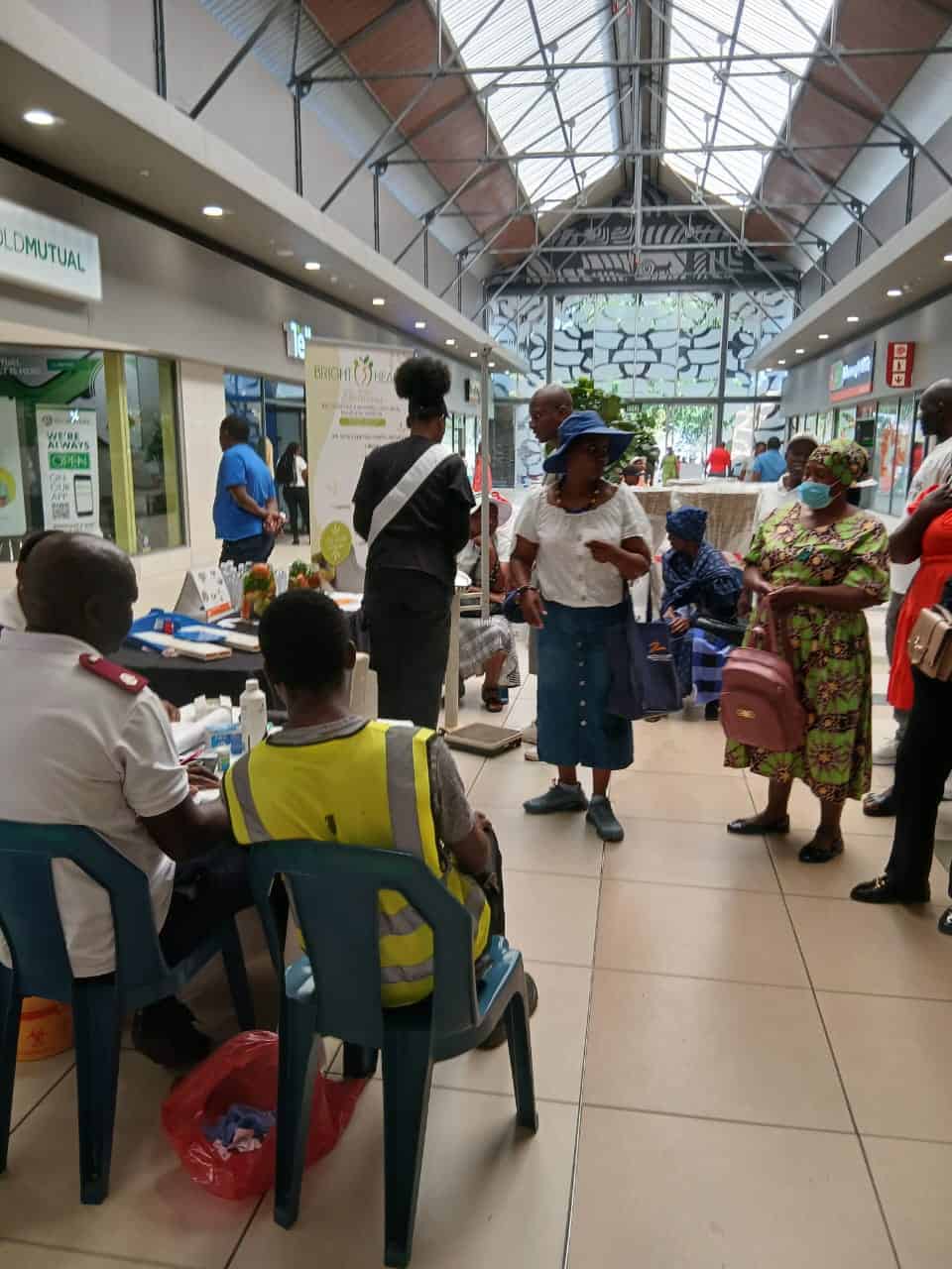 People receive a screening for chronic diseases at the Lowveld Mall.