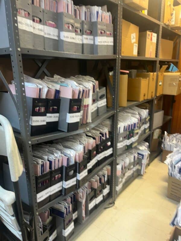 Filing shelves at White River Clinic are full to capacity.